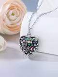 TOUPOP 925 Sterling Silver Abalone Shell Heart Locket Urn Necklace-0-6