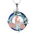 TOUPOP Sterling Silver Crystal Rose Sunflower Reading Circle Pendant Necklace-0-0