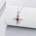 wholesale 925 Sterling Silver Red Coral Cross Pendant Necklace for Women-0-2