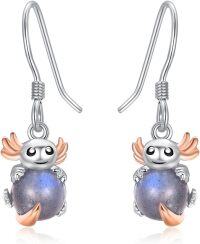 wholesale 925 Sterling Silver Labradorite Axolotl Stud Hoops for Women and Girls-Colorful Cross Stud