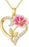 wholesale 14K Gold (Au585) & Moissanite Cosmos Flower Birth Month Necklace - Symbol of Sincerity, Freedom, Eternal Happiness - Hypoallergenic Gift for Women-0-0