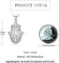 wholesale 925 Sterling Silver Lotus Evil Eye Hamsa Hand Pendant Necklace for Women-0-3