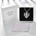 wholesale 925 Sterling Silver Mom Heart Pendant Necklace Orange Butterfly Crystal Platinum Plated-0-5