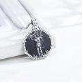 wholesale 925 Sterling Silver Black Onyx Saint Michael Archangel Pendant Necklace  for Men Women Gifts Jewelry Accessories 48cm Chain Length-0-1