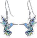 wholesale 925 Sterling Silver Abalone Shell Inlay Hummingbird Drop Earrings for Women-0-0