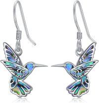 wholesale 925 Sterling Silver Abalone Shell Inlay Hummingbird Drop Earrings for Women-Hummingbird