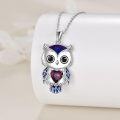 wholesale 925 Sterling Silver White Gold Plated Owl Necklace with Magic Stone for Women & Men, Wisdom Jewelry Gift-0-2