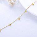 wholesale 14K Gold Tiny Beaded Chain Ankle Anklet with Heart Charm - 2 mm Balls and Adjustable Length (9-10 inches)-0-3