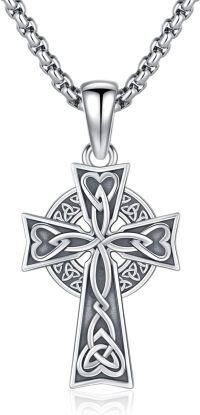 wholesale 925 Sterling Silver Celtic Knot Heart Pendant Necklaces for Men & Women-A-Celtic Cross
