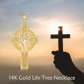 wholesale 14K Gold Celtic Tree of Life Cross Pendant Necklace - Religious  for Men & Women-0-2