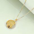 wholesale 925 Sterling Silver Gold Plated Honeycomb Bee Pendant Necklace for Women-0-2
