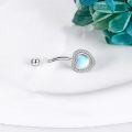 wholesale 925 Sterling Silver Moonstone & CZ Daisy Belly Ring – Elegant 10mm-11mm Heart Design for Daily, Beach, Party – Hypoallergenic, Gift Ready-0-3
