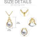 wholesale 14K Gold Infinity Freshwater Pearl Pendant Necklace with Cubic Zirconia - 8-9mm White s for Women-0-4