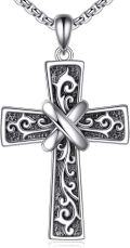 wholesale 925 Sterling Silver Celtic Cross Pendant Necklaces for Men & Women with Chain 4mm Cable Link Chains  (Silver)-0-0