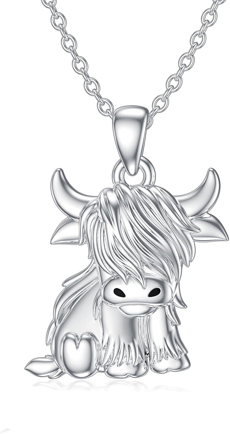 Sterling Silver Highland Cow Birthstone Necklace Jewelry Gifts for Women Girls-0-1-Silver(Small)-0-1-Silver(Small)-0-1-Silver(Medium)-0-1-Silver(Medium)