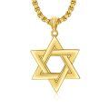 wholesale 925 Sterling Silver Star of David Pendant for Men's Jewelry Necklaces Gold Tone Chain 3D Design Minimalist Style Gift Idea-0-0