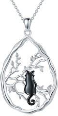 wholesale TOUPOP Black Cat Necklace Sterling Silver Cat Jewelry Animal Pet Cat Gifts For Women Teens Cat Lovers -0-0