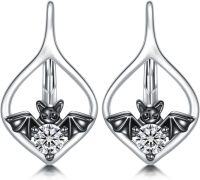 wholesale 925 Sterling Silver Pink Angel Wing Rabbit Hoop Earrings for Women Gifts-Bat