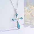 wholesale 925 Sterling Silver Cross Turquoise Healing Stone Pendant Necklaces for Women's s-0-1