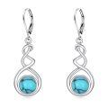 wholesale 925 Sterling Silver Green Turquoise Drop Earrings Platinum Plated Twisted Swirl Jewelry For Women-0-12