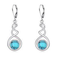wholesale 925 Sterling Silver Green Stone Drop Earrings-Turquoise Earrings