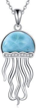 wholesale 925 Sterling Silver Larimar Jellyfish Pendant Necklace for Women and Men-0-0