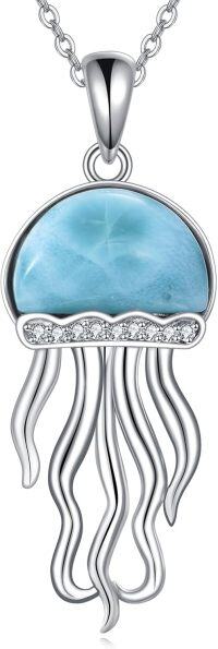 wholesale 925 Sterling Silver Larimar Jellyfish Pendant Necklace for Women and Men-Jellyfish