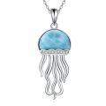 wholesale 925 Sterling Silver Larimar Jellyfish Pendant Necklace for Women and Men-0-0