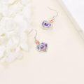 wholesale  Sterling Silver Crystal Mom Earrings Rose Flower Love Heart Dangle Drop Hook -0-46