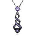 wholesale 925 Sterling Silver Purple Crystal Infinity Flower Pendant Necklace for Women Valentines Day Gifts-0-0