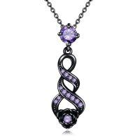 wholesale 925 Sterling Silver Purple Crystal Infinity Flower Pendant Necklace for Women Valentines Day Gifts-Purple