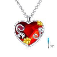 TOUPOP Sterling Silver Red Heart Urn Pendant Keepsake Memorial Necklace-undefined