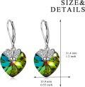 wholesale 925 Sterling Silver Butterfly Green Crystal Heart Leverback Earrings-0-3
