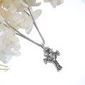 wholesale 925 Sterling Silver &  Antlered Deer Head Cross Pendant Necklace-0-2