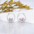 wholesale 925 Sterling Silver Koala Pink Heart Hoop Earrings for Women - Animal Lover Gifts-0-4