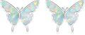 wholesale 925 Sterling Silver White Fire Opal Butterfly Stud Earrings for Sensitive Ears-0-0