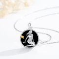 wholesale 925 Sterling Silver Virgo Zodiac Maiden Black Onyx Oval Pendant Necklace-0-3