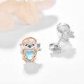 wholesale 925 Sterling Silver Sloth Heart Moonstone Stud Earrings for Women Gift-0-1