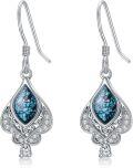wholesale 925 Sterling Silver Turquoise Teardrop Dangle Earring with Filigree Design-0-0