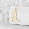 wholesale 925 Sterling Silver Western Cowboy Boots Pendant Necklace with White Enamel and Crystal Charm Gifts for Her Him-0-3