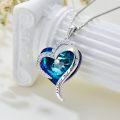 wholesale TOUPOP Mothers Day Gifts For Mom I Love You Forever Necklace 925 Sterling Silver Heart Pendant Necklaces With Blue Crystal Birthday Jewelry Mothers Day Gifts For Mom Women Wife Daughter Girls -0-3