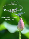 wholesale 925 Sterling Silver Dragonfly Lotus Heart Blue Crystal Bracelet-0-5