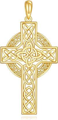 wholesale 14K Gold Celtic Knot Cross Pendant Necklace Religious s for Men & Women-Triquetra Trinity Pendant