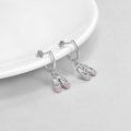 wholesale S925 Sterling Silver Ballet Shoe Pink Crystal Drop Dangle Earrings for Women-0-2