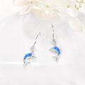 wholesale 925 Sterling Silver Blue Fire Opal Dolphin Drop Earrings for Women Gifts-0-2