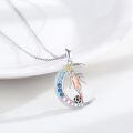 wholesale 925 Sterling Silver Moon Soccer Player Pendant Necklace for Women Girls Sport Gift-0-3