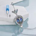 wholesale 925 Sterling Silver Round Abalone Shell and Opal Tree of Life Cremation Jewelry Keepsake Pendant Necklace with Chain-0-2