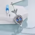 wholesale 925 Sterling Silver Round Abalone Shell and Opal Tree of Life Cremation Jewelry Keepsake Pendant Necklace Wholesale with Chain-0-2