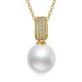 TOUPOP 14K Gold Freshwater Pearl Necklace with Bow Heart Dolphin Pendant-0-0