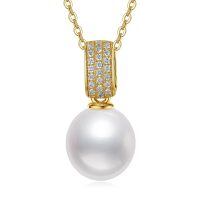 TOUPOP 14K Gold Freshwater Pearl Necklace with Bow Heart Dolphin Pendant-undefined